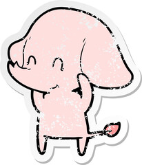 distressed sticker of a cute cartoon elephant
