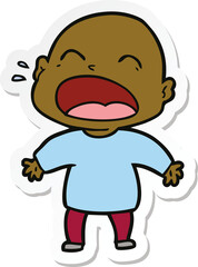 sticker of a cartoon shouting bald man
