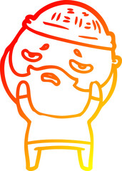 warm gradient line drawing cartoon worried man with beard