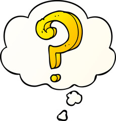 cartoon question mark and thought bubble in smooth gradient style