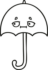 line drawing cartoon umbrella