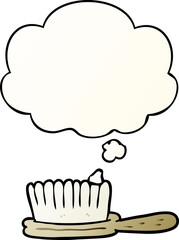 cartoon hairbrush and thought bubble in smooth gradient style