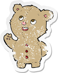 retro distressed sticker of a cartoon cute teddy bear