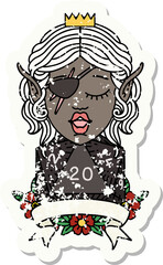 elf rogue character with natural twenty dice roll illustration