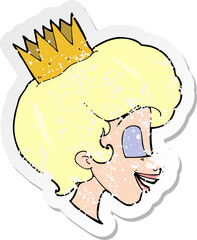 retro distressed sticker of a cartoon princess