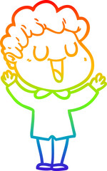 rainbow gradient line drawing laughing cartoon man
