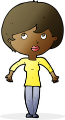 cartoon woman shrugging shoulders