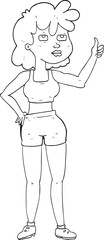 black and white cartoon gym woman