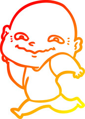 warm gradient line drawing cartoon creepy guy