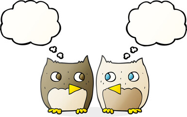 cute thought bubble cartoon owls