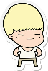 sticker of a cartoon smug boy