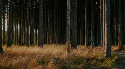 cyclist taking photo with smartphone 