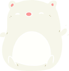 cute flat color style cartoon polar bear