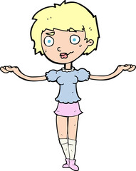 cartoon woman spreading arms