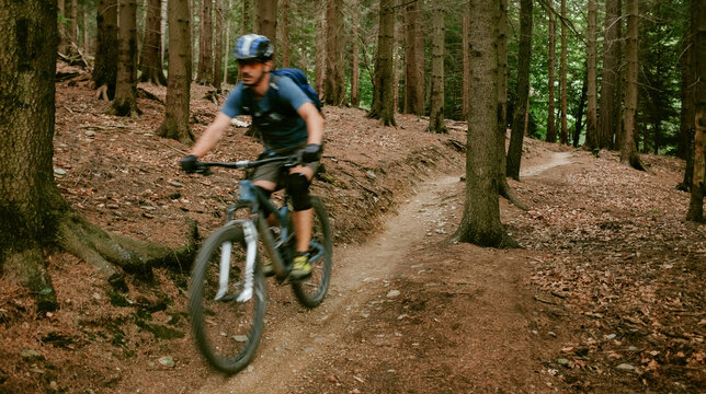 Blurred image of Mountain biker 