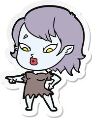 sticker of a cute cartoon vampire girl