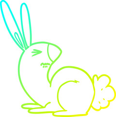 cold gradient line drawing cartoon annoyed rabbit