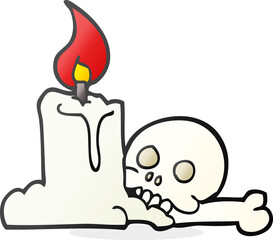 cartoon spooky skull and candle