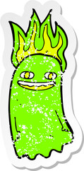 retro distressed sticker of a funny cartoon ghost
