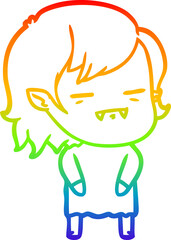 rainbow gradient line drawing cartoon undead vampire girl