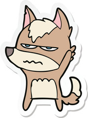sticker of a cartoon annoyed wolf