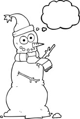thought bubble cartoon snowman