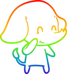 rainbow gradient line drawing cute cartoon elephant