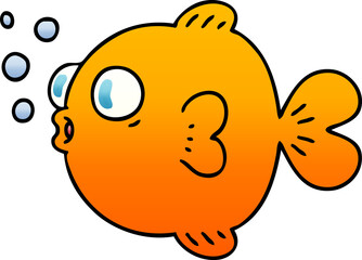 quirky gradient shaded cartoon fish