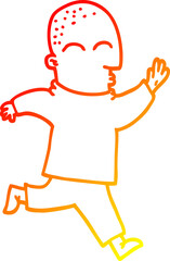 warm gradient line drawing cartoon man running