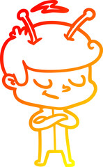 warm gradient line drawing friendly cartoon spaceman