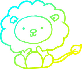 cold gradient line drawing cute lion