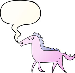 cartoon horse and speech bubble in smooth gradient style