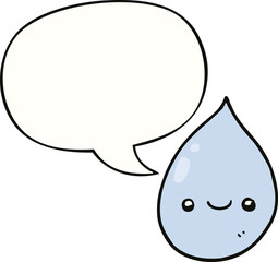 cartoon raindrop and speech bubble