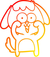 warm gradient line drawing cute cartoon dog