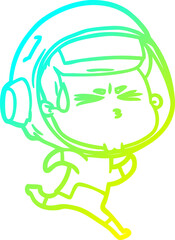 cold gradient line drawing cartoon stressed astronaut