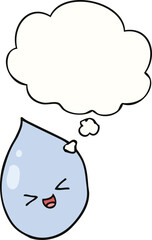 cartoon raindrop and thought bubble