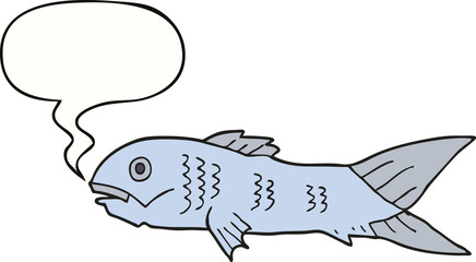 cartoon fish and speech bubble