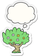 cartoon tree and thought bubble as a printed sticker