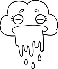 line drawing cartoon rain cloud