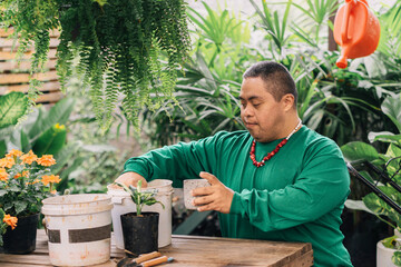 Man working in the garden.