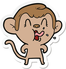 sticker of a crazy cartoon monkey