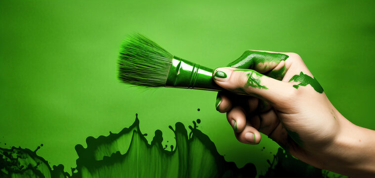 Greenwashing disinformation concept , green color environmentally responsible , generative ai 
