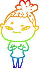 rainbow gradient line drawing cartoon woman