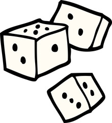 hand drawn doodle style cartoon dice