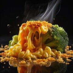 Funny Broccoli Mac and Cheese - Generative Ai Illustration