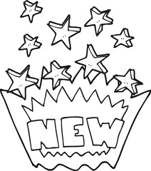 black and white cartoon NEW symbol