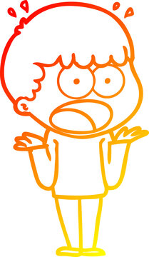 recommend clip art: warm gradient line drawing cartoon shocked man