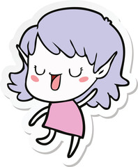 sticker of a cartoon elf girl