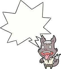 cartoon halloween werewolf and speech bubble