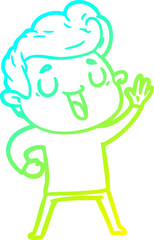 cold gradient line drawing happy cartoon man